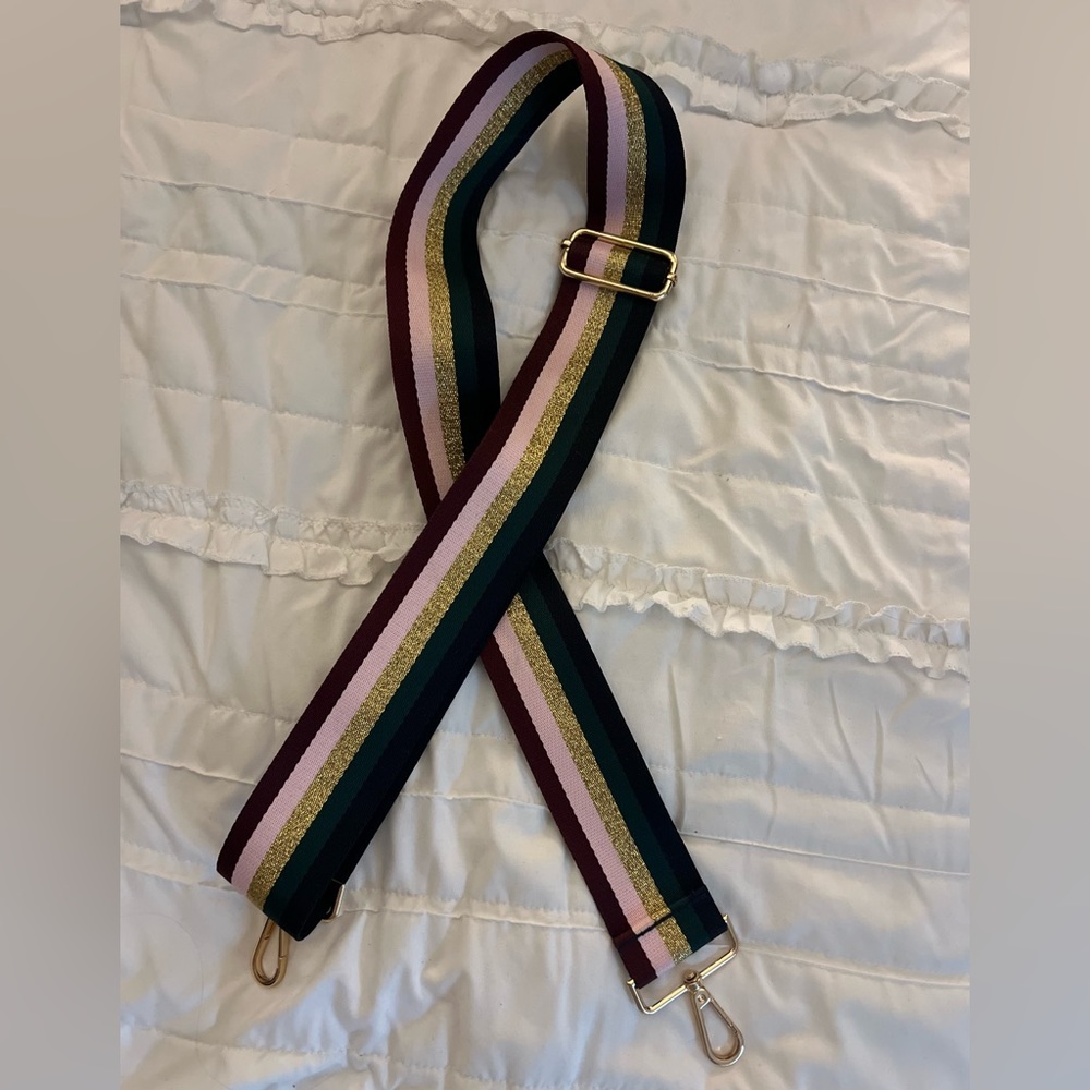 Metallic 4 Color Stripe Crossbody Guitar Purse Strap